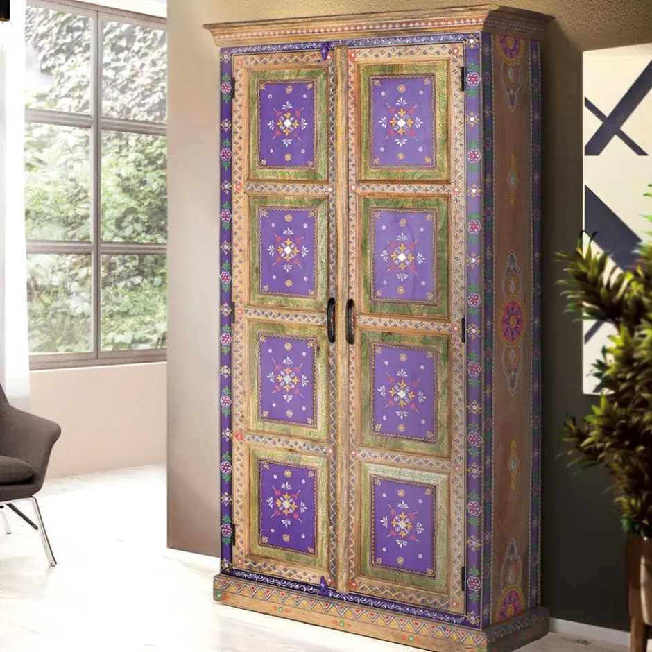 Pharao24 Holzschrank Massiv Trandy> Wohnzimmerschrank|Vitrinenschrank