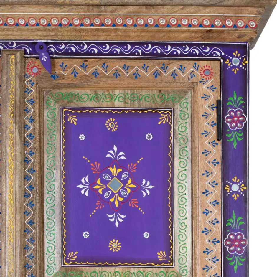 Pharao24 Holzschrank Massiv Trandy> Wohnzimmerschrank|Vitrinenschrank