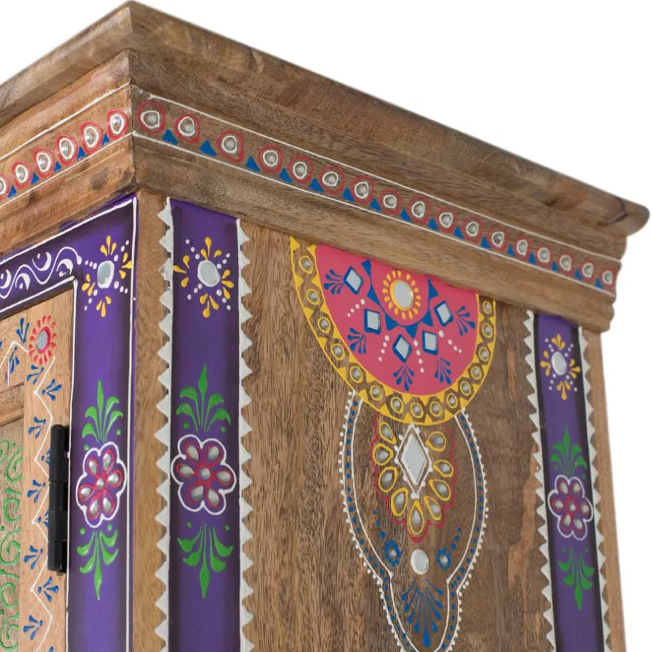 Pharao24 Holzschrank Massiv Trandy> Wohnzimmerschrank|Vitrinenschrank