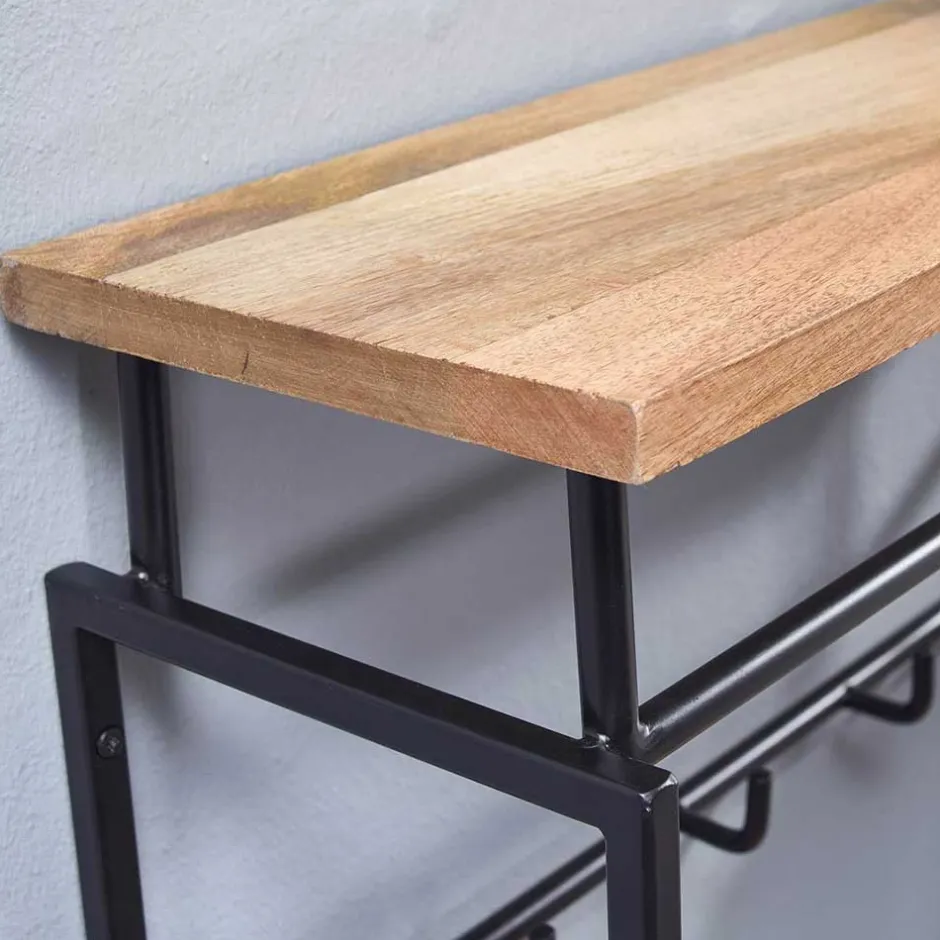 Pharao24 Industriestil Wandgarderobe Liron> Wandgarderoben|Massivholz Garderoben