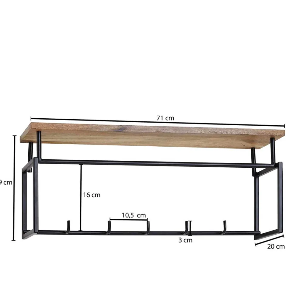 Pharao24 Industriestil Wandgarderobe Liron> Wandgarderoben|Massivholz Garderoben