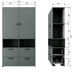 Wohnzimmervitrinen|Massivholz Schränke*Pharao24 Jugendzimmer Schrank Navulido