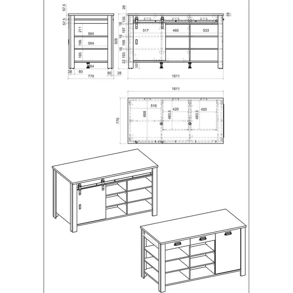 Spülenschrank*Pharao24 Kücheninsel Agazian