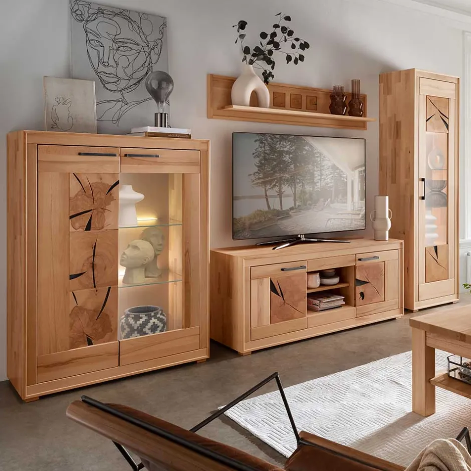 Wohnzimmerschrank|Wohnwand 300 Cm*Pharao24 Kernbuche TV Wohnwand Olmedo