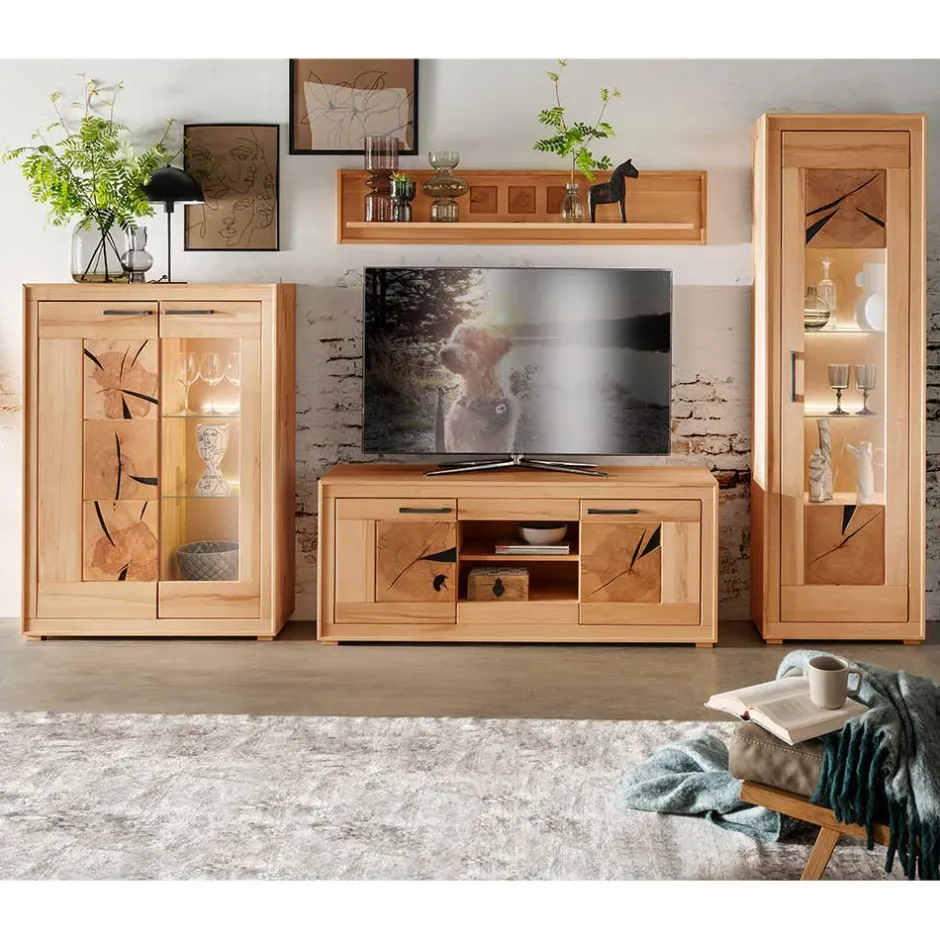 Wohnzimmerschrank|Wohnwand 300 Cm*Pharao24 Kernbuche TV Wohnwand Olmedo