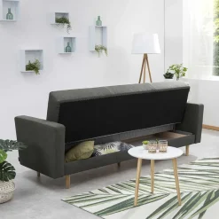 Polstermöbel|3 Sitzer Sofa*Pharao24 Klappcouch Anthrazit Loytima