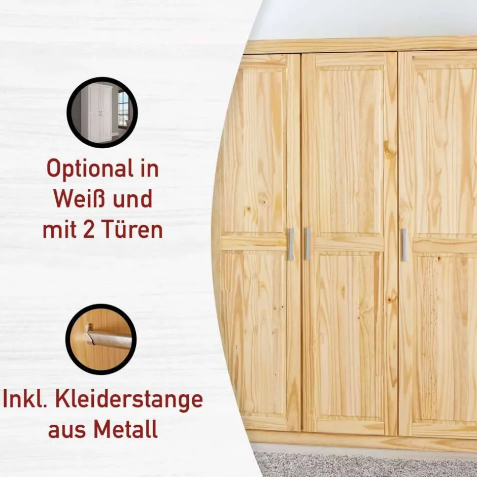Massivholz Schränke|Drehtürenschränke*Pharao24 Kleider-Schrank Classico