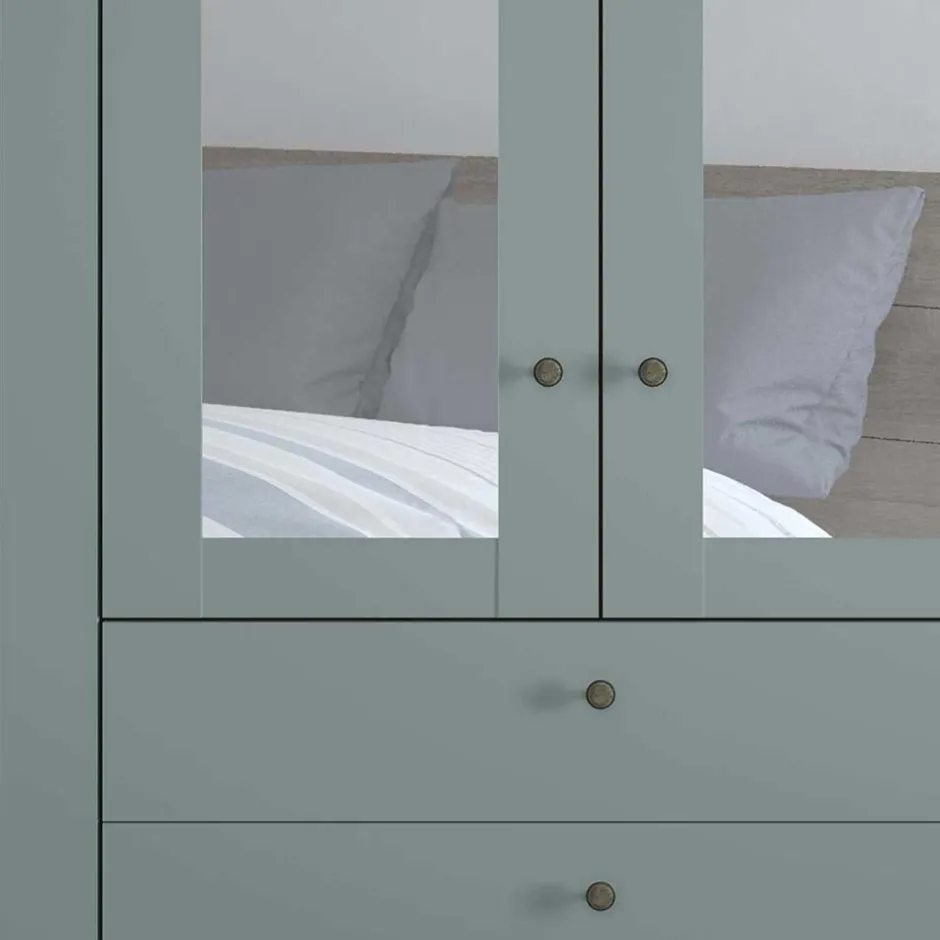 Pharao24 Kleiderschrank graugrün Landhaus Forjan> Drehtürenschränke|Kleiderschränke