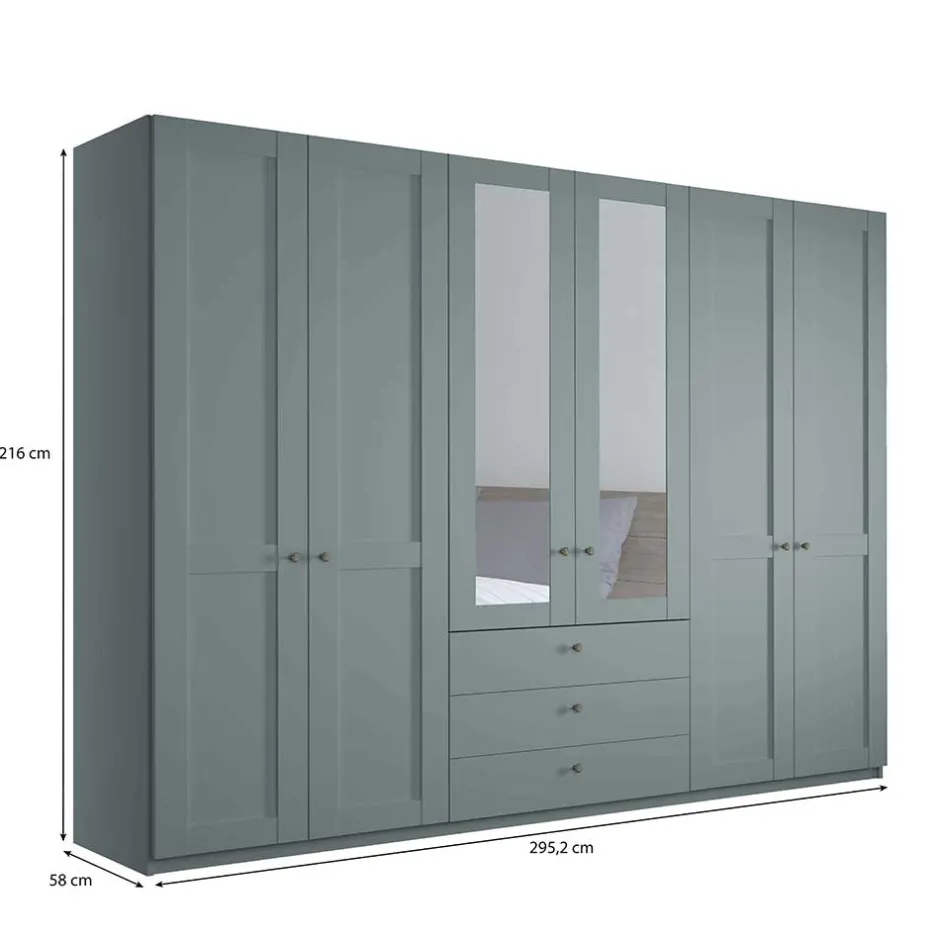 Pharao24 Kleiderschrank graugrün Landhaus Forjan> Drehtürenschränke|Kleiderschränke