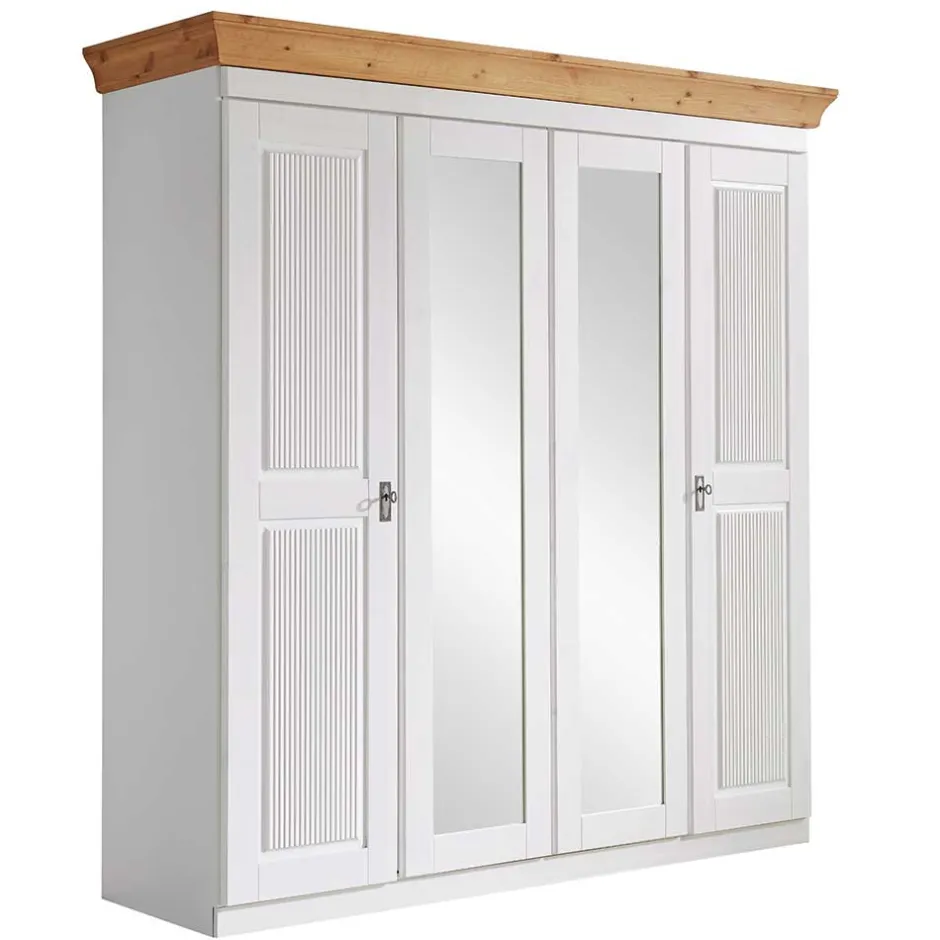Pharao24 Kleiderschrank Holz Bazna> Drehtürenschränke|Massivholz Kleiderschränke