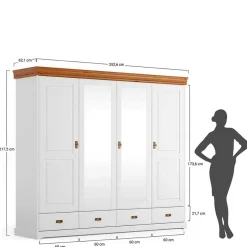 Massivholzmöbel|Drehtürenschränke*Pharao24 Kleiderschrank Holz Limita