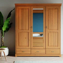 Massivholzmöbel|Drehtürenschränke*Pharao24 Kleiderschrank Massivholz Kiefer Rovert