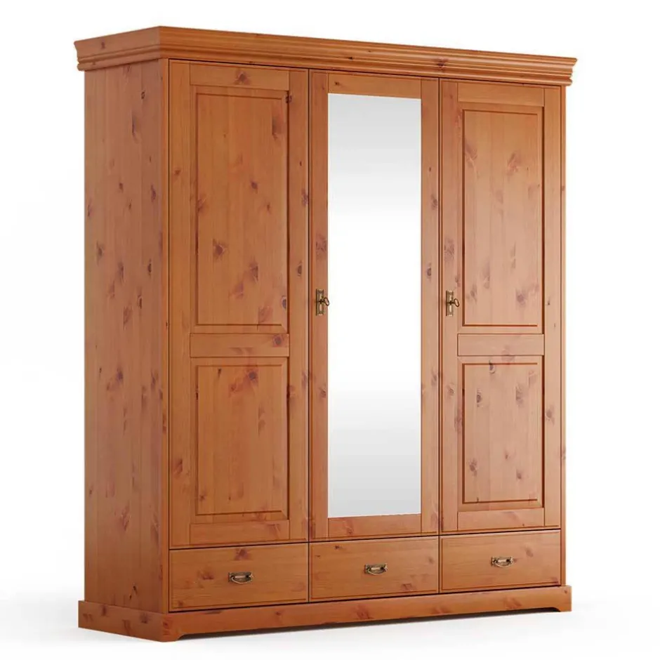 Massivholzmöbel|Drehtürenschränke*Pharao24 Kleiderschrank Massivholz Kiefer Rovert