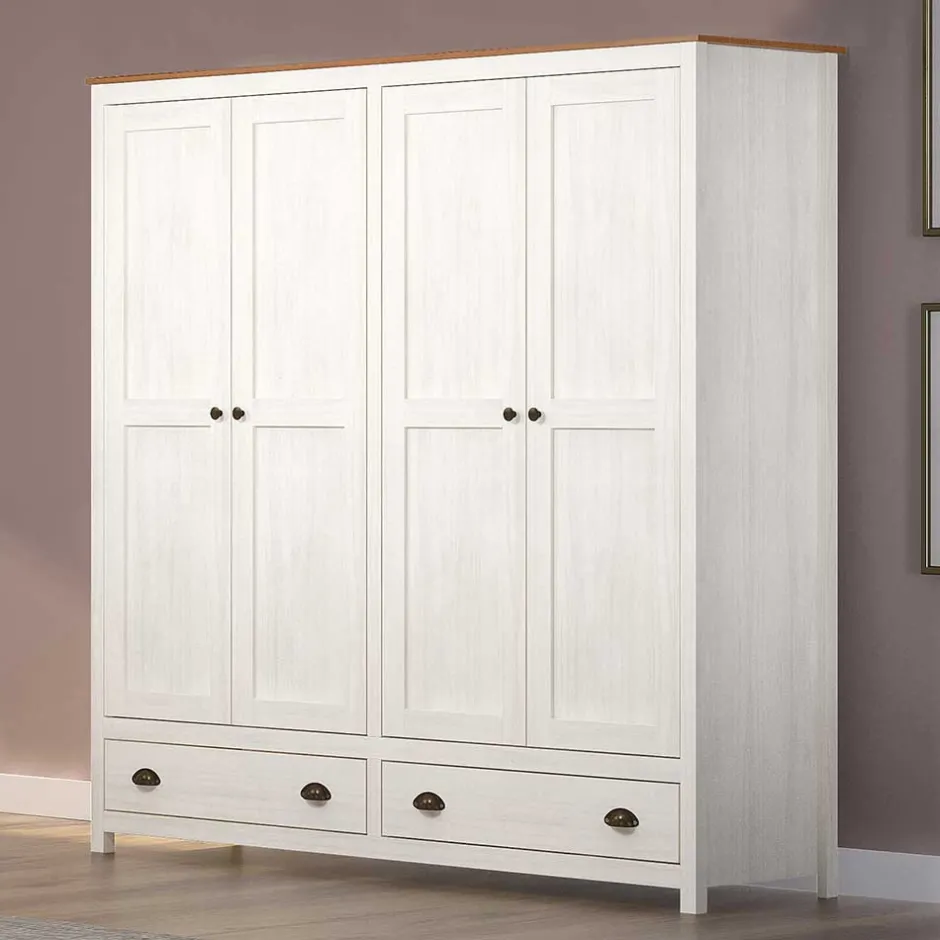 Pharao24 Kleiderschrank Massivholz Benita> Massivholzmöbel|Drehtürenschränke