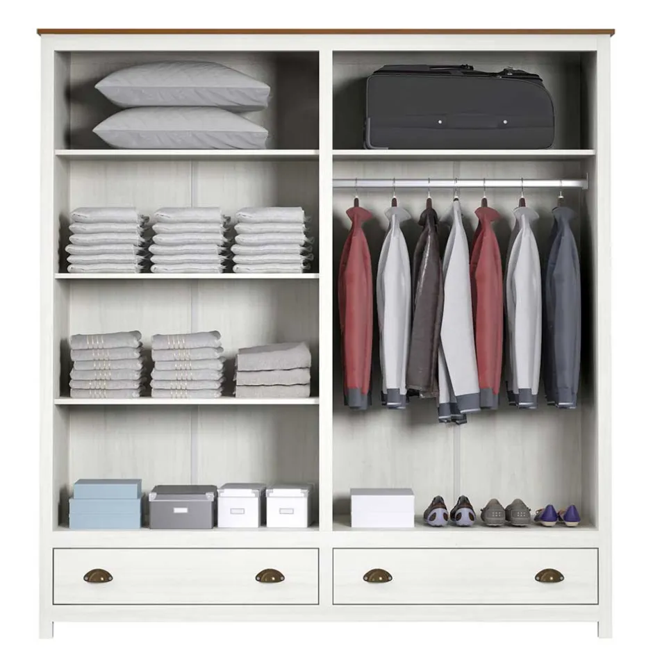 Pharao24 Kleiderschrank Massivholz Benita> Massivholzmöbel|Drehtürenschränke