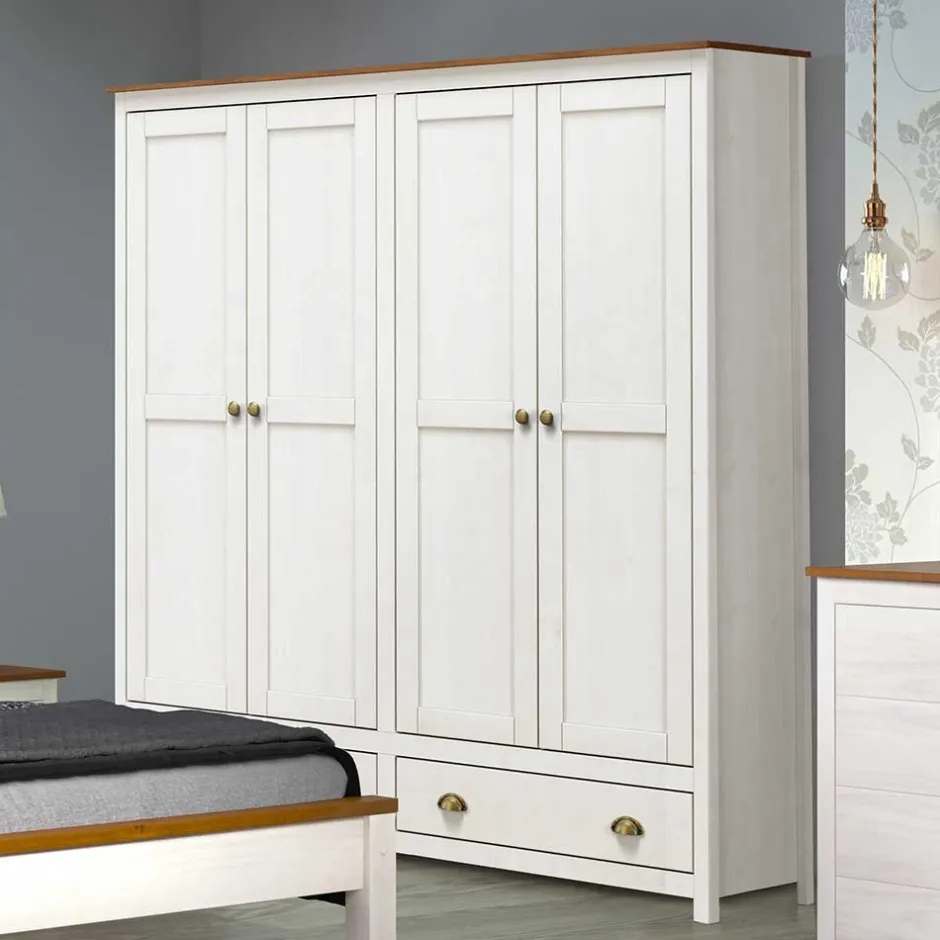 Pharao24 Kleiderschrank Massivholz Benita> Massivholzmöbel|Drehtürenschränke