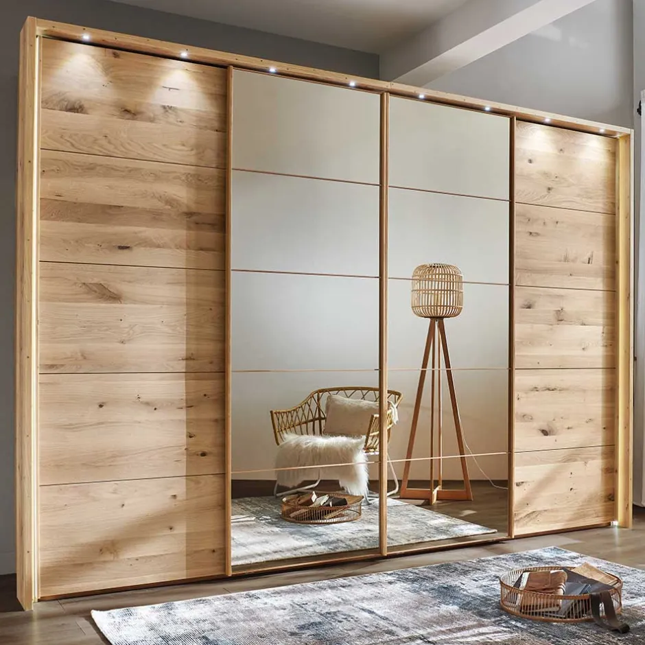 Pharao24 Kleiderschrank Schwebetüren Sanne> Massivholzmöbel|Massivholz Kleiderschränke