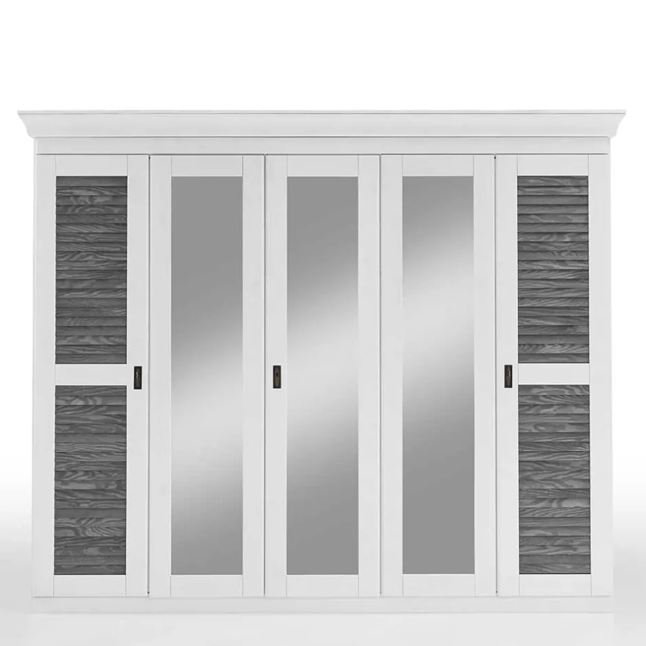 Massivholzmöbel|Drehtürenschränke*Pharao24 Kleiderschrank teilmassiv Tanydos