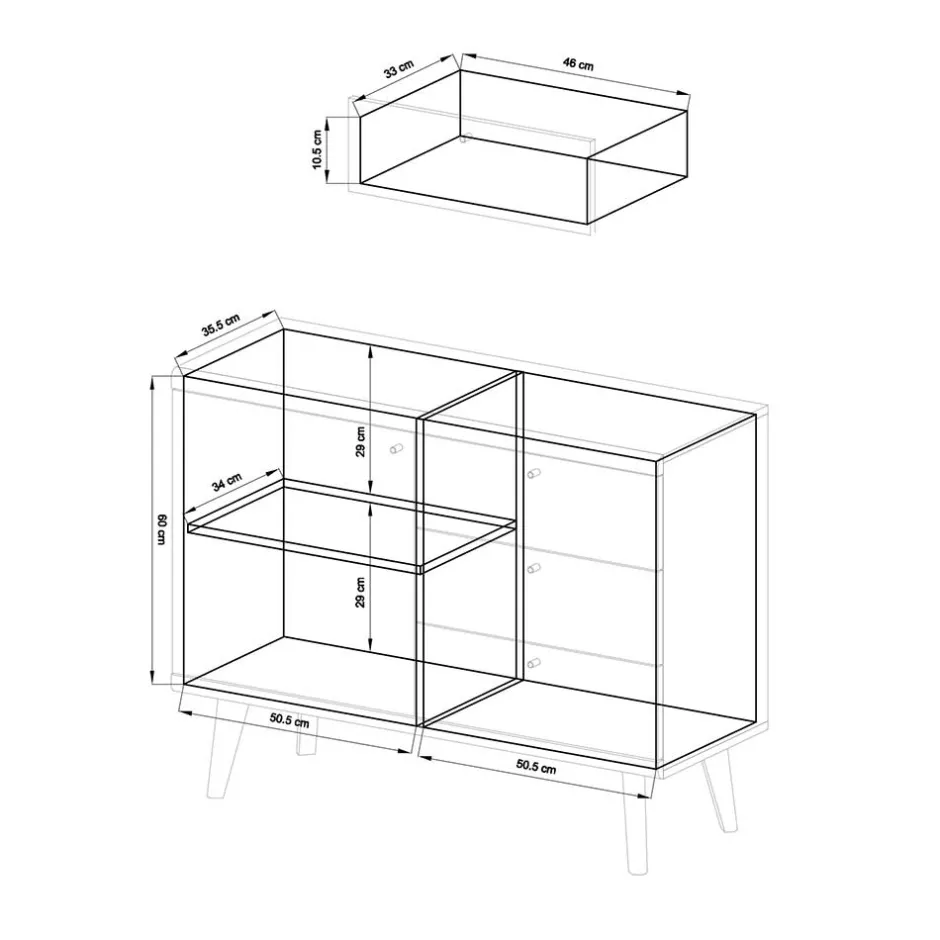Pharao24 Kombikommode Levanca> Küchenkommode|Wohnzimmerkommoden