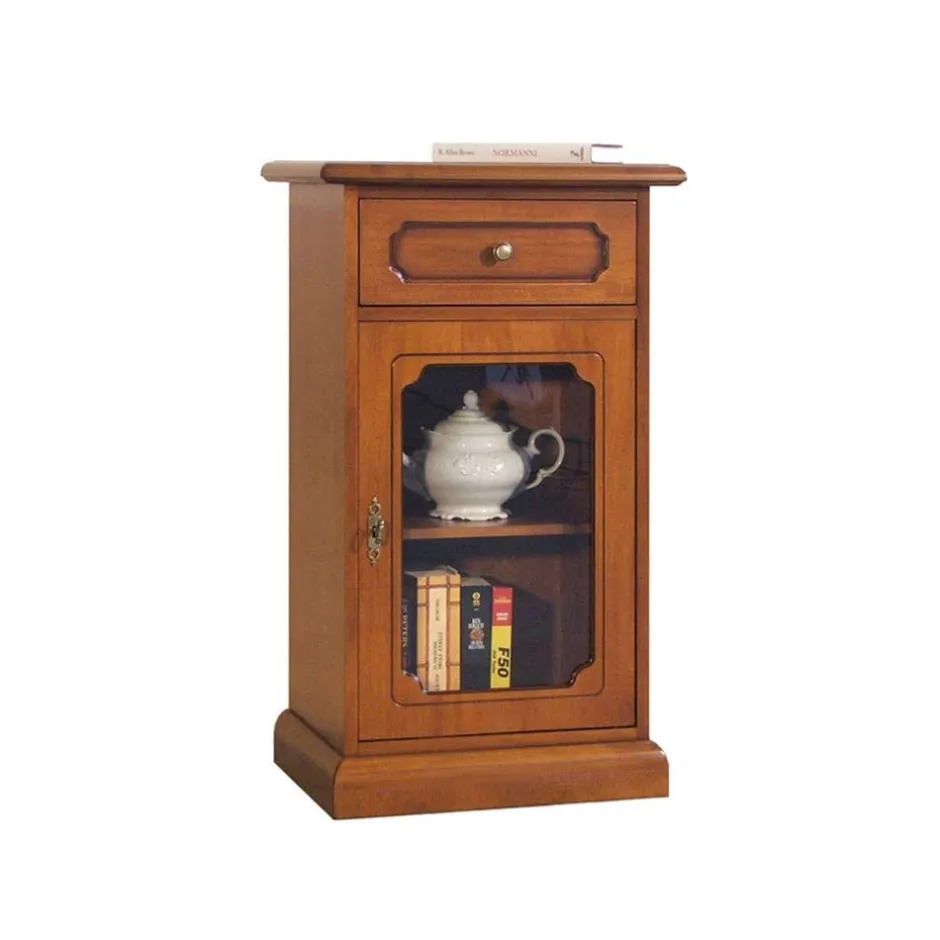 Pharao24 Kommode mit Glastür Cadruna> Massivholz Kommoden|Hochkommoden