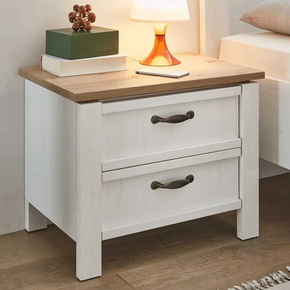 Nachtkommoden|Nachttisch*Pharao24 Landhaus Nachtschrank Drienna
