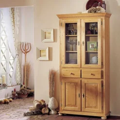 Massivholzmöbel|Vitrinenschrank*Pharao24 Landhaus Vitrine Mesconio