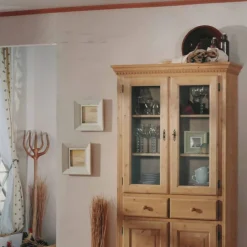 Massivholzmöbel|Vitrinenschrank*Pharao24 Landhaus Vitrine Mesconio
