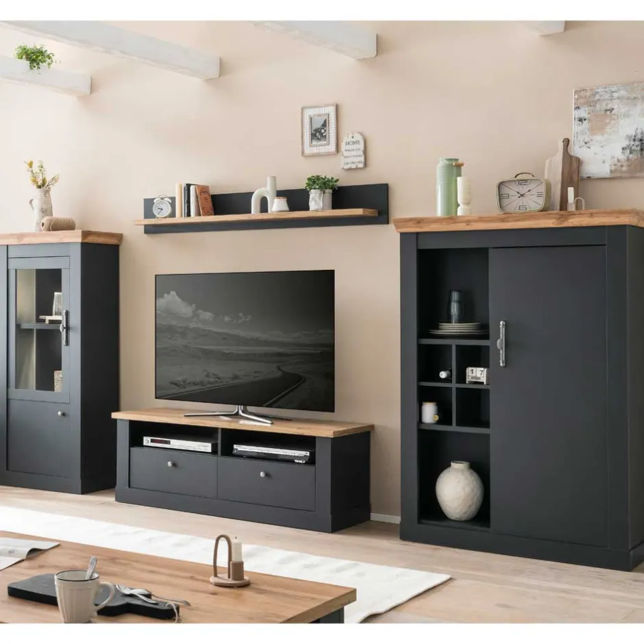 Pharao24 Landhaus Wohnzimmerwohnwand Saridio> Wohnwand 300 Cm