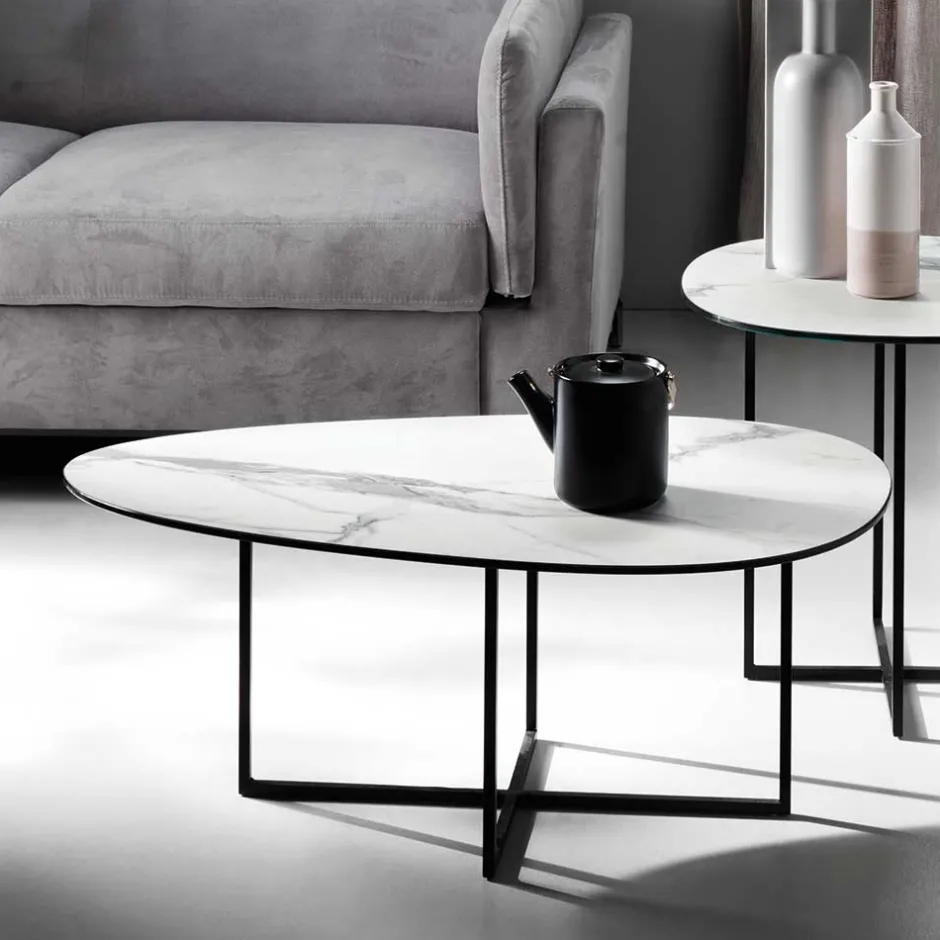 Glastische*Pharao24 Marmor Optik Couchtisch Drobeta