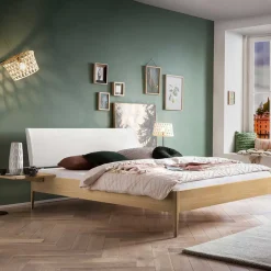 Doppelbetten|Massivholzbetten*Pharao24 Massives Bett Eiche hell Bastionos