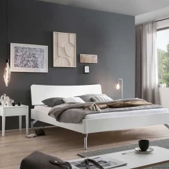 Pharao24 Massivholz Bett in Weiß Olessa> Doppelbetten|Massivholzbetten