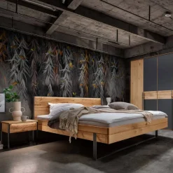 Komfortbetten*Pharao24 Massivholz Bett mit Nachtkonsole Scoddo