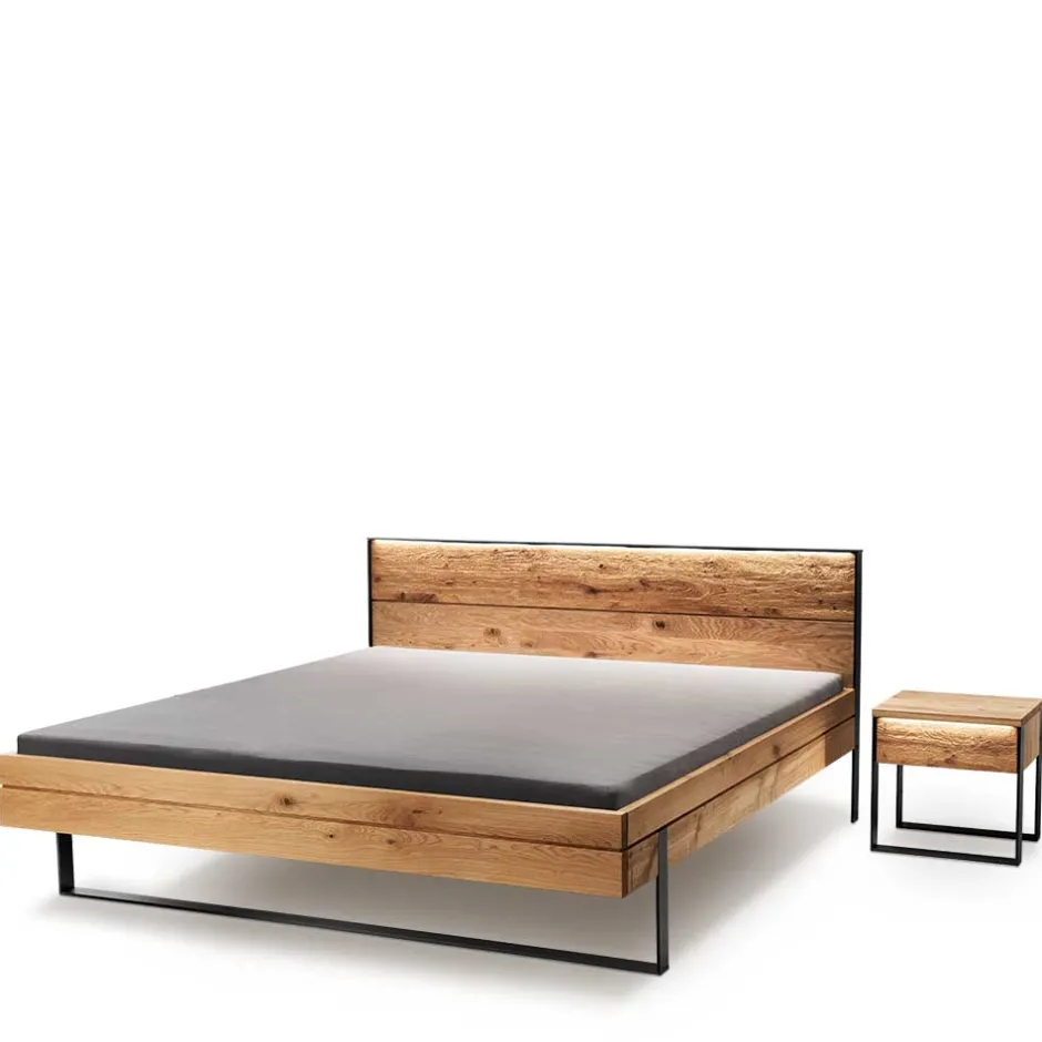 Komfortbetten*Pharao24 Massivholz Bett mit Nachtkonsole Scoddo