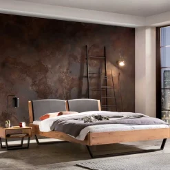 Pharao24 Massivholz Bettgestell mit Polster Etienne> Doppelbetten|Massivholzbetten