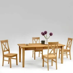 Tisch Mit Stühlen|Esszimmer Sets*Pharao24 Massivholz Essgruppe Devan