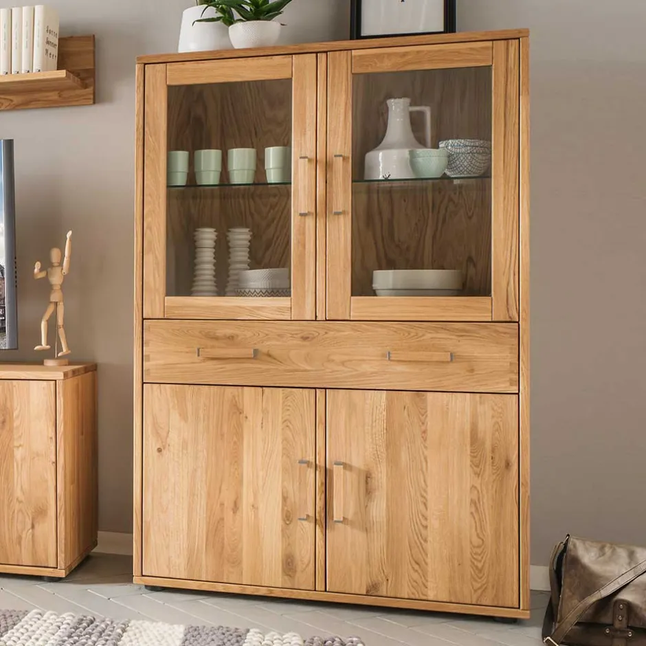 Pharao24 Massivholz Highboard Dulcian> Stauraumvitrinen|Highboards