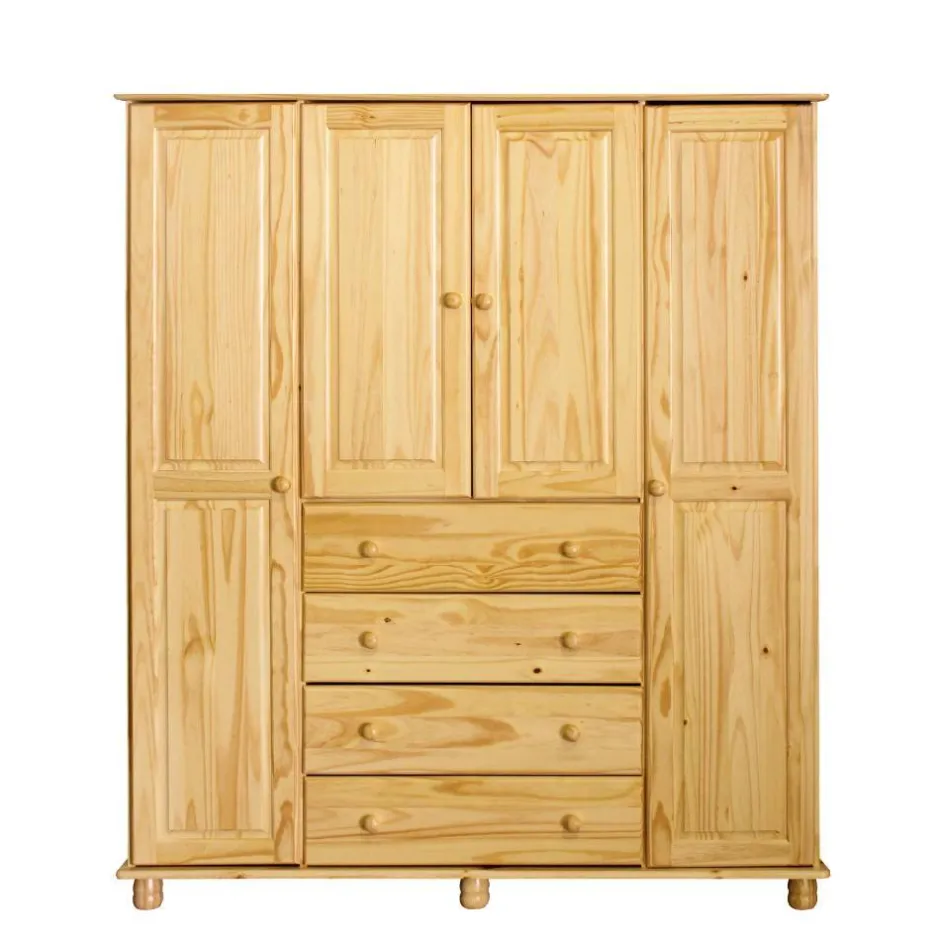 Pharao24 Massivholz Kleiderschrank Plazero> Drehtürenschränke|Massivholz Kleiderschränke