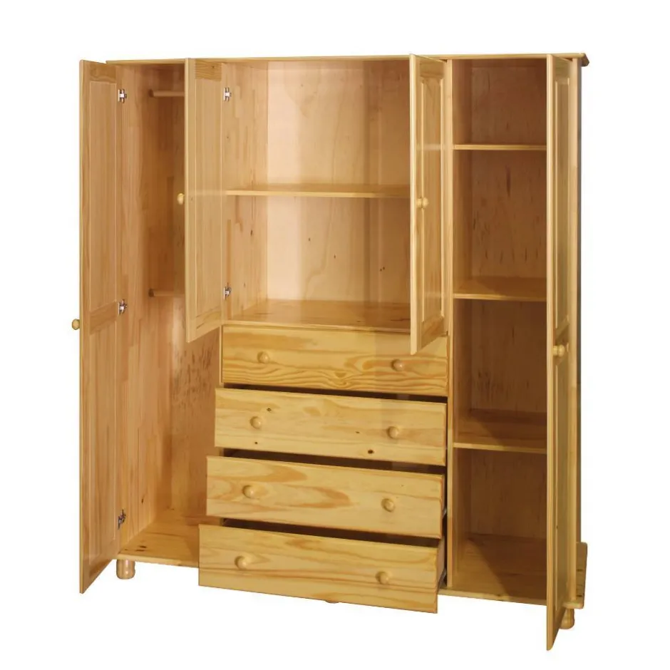 Pharao24 Massivholz Kleiderschrank Plazero> Drehtürenschränke|Massivholz Kleiderschränke