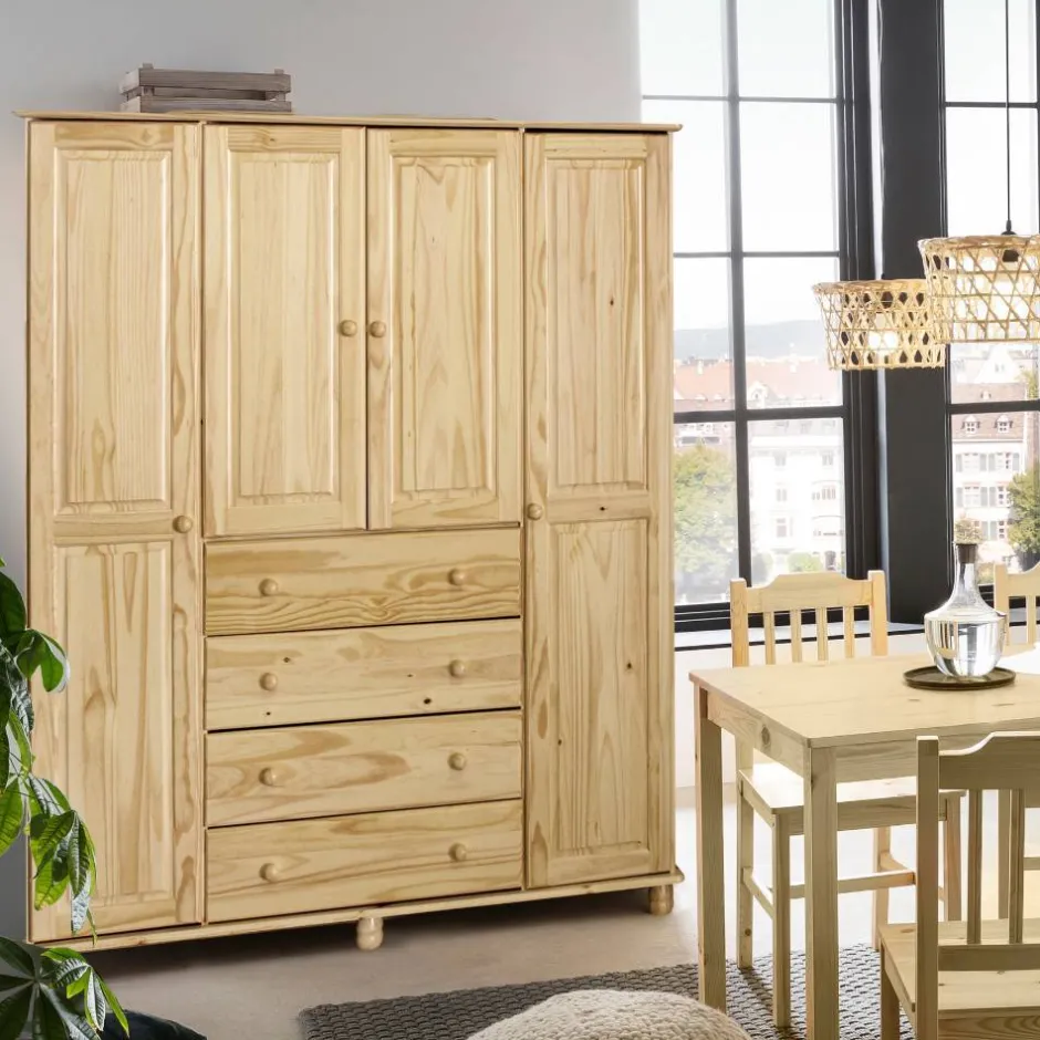 Pharao24 Massivholz Kleiderschrank Plazero> Drehtürenschränke|Massivholz Kleiderschränke