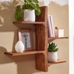 Pharao24 Massivholz Sheesham Regal Ulma> Hängeregale|Wohnzimmerregale