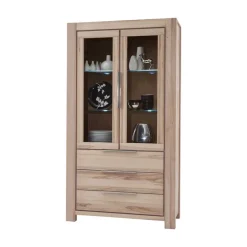 Pharao24 Massivholz Vitrinenschrank Stonecca> Vitrinenschrank|Wohnzimmervitrinen