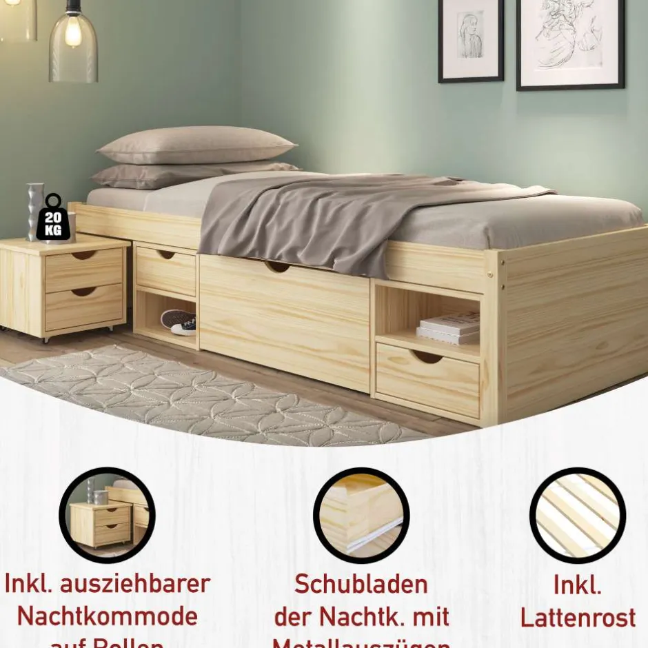 Komfortbetten|Einzelbetten*Pharao24 Massivholzbett Oliver