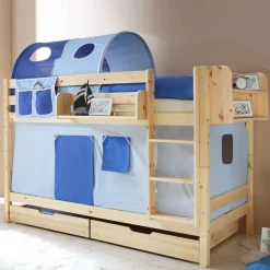 Kinderbetten|Etagenbetten*Pharao24 Massivholz-Etagenbett Sekrar