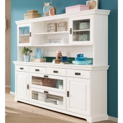 Pharao24 Massivholzschrank Henjov> Wohnzimmervitrinen|Massivholz Schränke