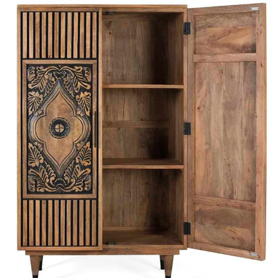 Pharao24 Massivholzschrank Piatra> Vitrinenschrank