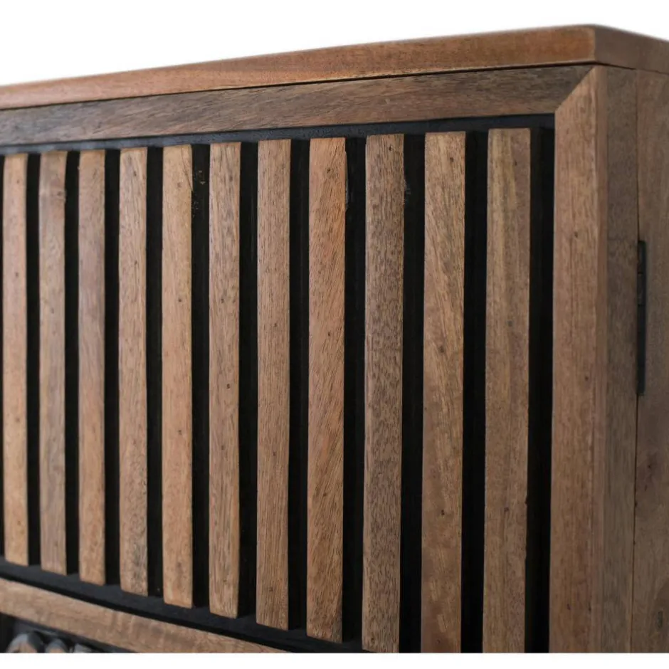 Pharao24 Massivholzschrank Piatra> Vitrinenschrank