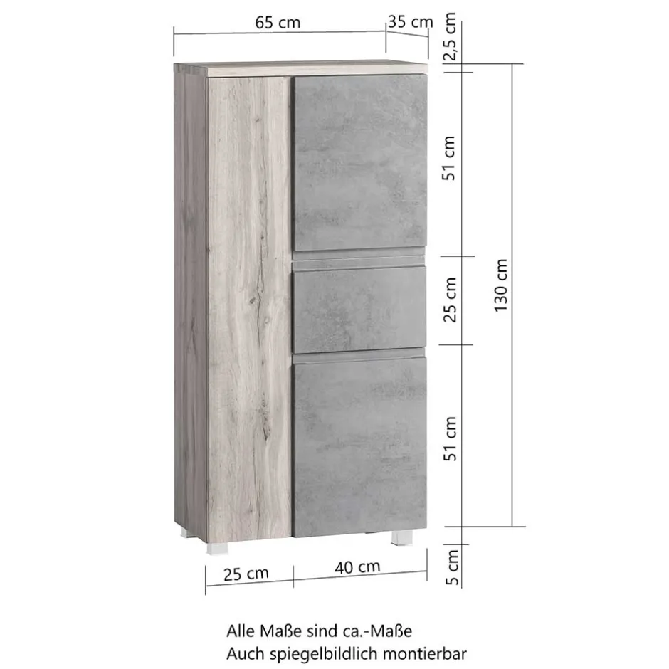 Bad Hochschränke|Badezimmerschränke*Pharao24 Midibadschrank Lactona