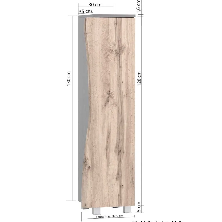 Pharao24 Midischrank Baumkantenoptik Eleon> Badezimmerschränke|Bad Hochschränke