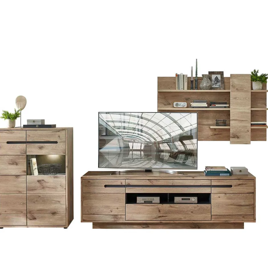 Pharao24 Moderne Wohnwand Griffin> Wohnwand 300 Cm|Moderne Wohnwände