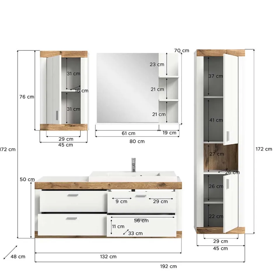 Badmöbel Sets*Pharao24 Modernes Badmöbelkomplettset Liss